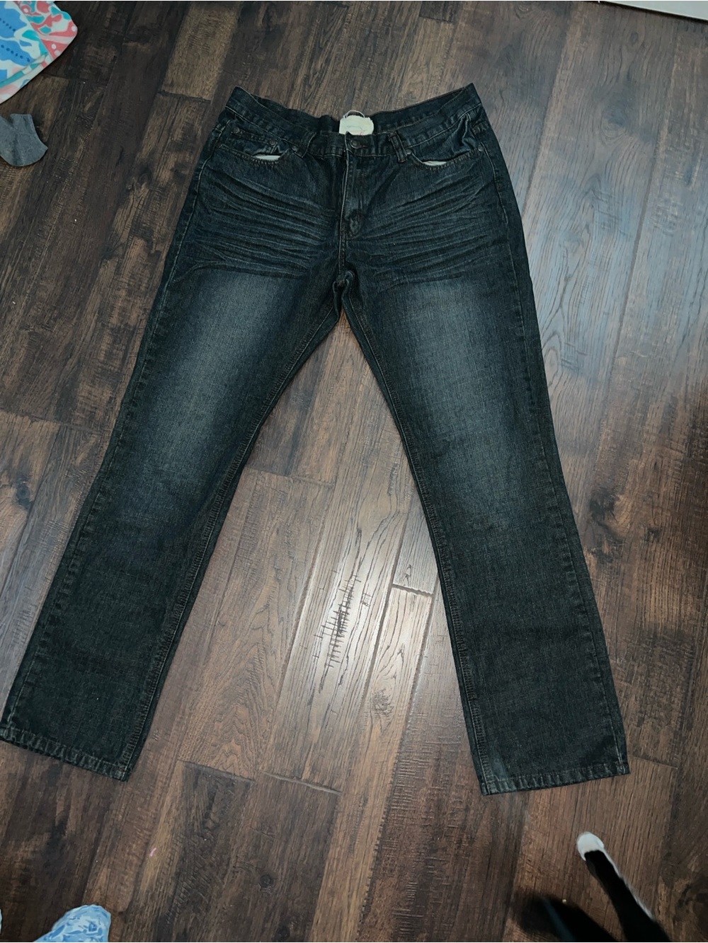 Men's Straight Black Washed Jeans